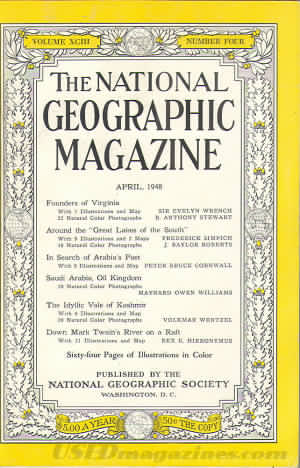 National Geographic April 1948 magazine back issue National Geographic magizine back copy National Geographic April 1948 Nat Geo Magazine Back Issue Published by the National Geographic Society. Founders Of Virginia.