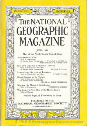 National Geographic June 1948 magazine back issue National Geographic magizine back copy National Geographic June 1948 Nat Geo Magazine Back Issue Published by the National Geographic Society. Map Of The Nesth General United States.