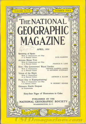 National Geographic April 1950 magazine back issue National Geographic magizine back copy National Geographic April 1950 Nat Geo Magazine Back Issue Published by the National Geographic Society. Versus Of The Night.