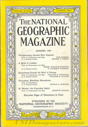National Geographic August 1950 magazine back issue National Geographic magizine back copy National Geographic August 1950 Nat Geo Magazine Back Issue Published by the National Geographic Society. Switzerland Guards The Roof Of Europe.
