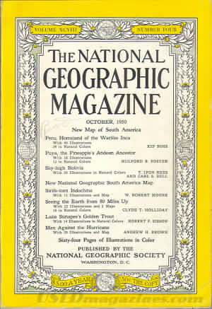 National Geographic October 1950 magazine back issue National Geographic magizine back copy National Geographic October 1950 Nat Geo Magazine Back Issue Published by the National Geographic Society. New Map Of South America.