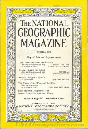 National Geographic March 1951 magazine back issue National Geographic magizine back copy National Geographic March 1951 Nat Geo Magazine Back Issue Published by the National Geographic Society. Living  Island Outgrows The Country.
