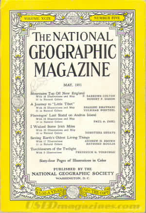 National Geographic May 1951 magazine back issue National Geographic magizine back copy National Geographic May 1951 Nat Geo Magazine Back Issue Published by the National Geographic Society. Mountain Top Off New England.