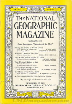 National Geographic January 1952 magazine back issue National Geographic magizine back copy National Geographic January 1952 Nat Geo Magazine Back Issue Published by the National Geographic Society. Color Supplement Authorization Of The Map.