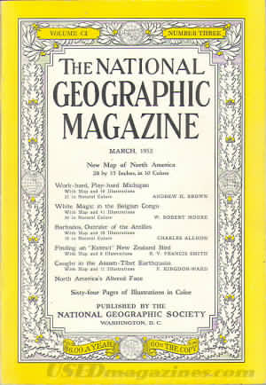 National Geographic March 1952 magazine back issue National Geographic magizine back copy National Geographic March 1952 Nat Geo Magazine Back Issue Published by the National Geographic Society. New Map Of North America.