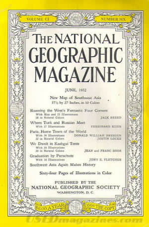 National Geographic June 1952 magazine back issue National Geographic magizine back copy National Geographic June 1952 Nat Geo Magazine Back Issue Published by the National Geographic Society. New Map Of Southwest Asia.
