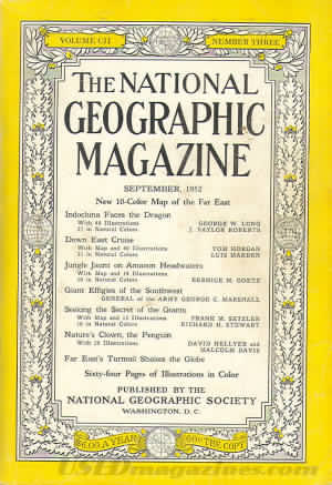 National Geographic September 1952 magazine back issue National Geographic magizine back copy National Geographic September 1952 Nat Geo Magazine Back Issue Published by the National Geographic Society. Indoctrina Faces The Dragon.