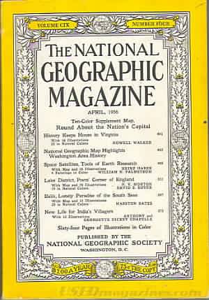 National Geographic April 1956 magazine back issue National Geographic magizine back copy National Geographic April 1956 Nat Geo Magazine Back Issue Published by the National Geographic Society. Ten-Color Supplement Map Round About The.