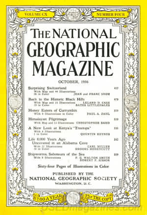 National Geographic October 1956 magazine back issue National Geographic magizine back copy National Geographic October 1956 Nat Geo Magazine Back Issue Published by the National Geographic Society. Surprising Switzerland.