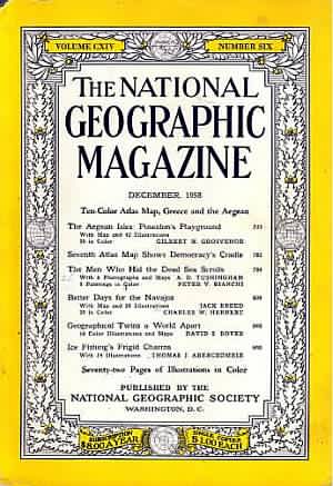 National Geographic December 1958 magazine back issue National Geographic magizine back copy National Geographic December 1958 Nat Geo Magazine Back Issue Published by the National Geographic Society. Ten Color Atlas Map, Greece And The Aegean.