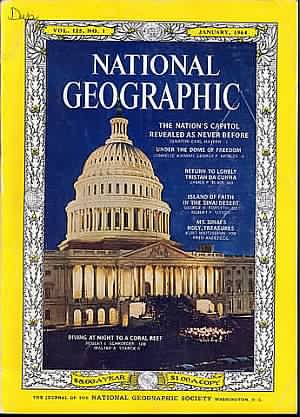 National Geographic January 1964 magazine back issue National Geographic magizine back copy National Geographic January 1964 Nat Geo Magazine Back Issue Published by the National Geographic Society. The Nation's Capitol.