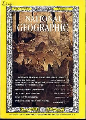 National Geographic June 1964 magazine back issue National Geographic magizine back copy National Geographic June 1964 Nat Geo Magazine Back Issue Published by the National Geographic Society. Thresher Tragedy Spurs Deep - Sea Research.