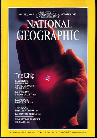 National Geographic October 1982 magazine back issue National Geographic magizine back copy National Geographic October 1982 Nat Geo Magazine Back Issue Published by the National Geographic Society. The Chip Electronic Mini-Marvel That Is Changing Your Life.