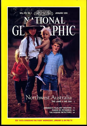 National Geographic January 1991 magazine back issue National Geographic magizine back copy National Geographic January 1991 Nat Geo Magazine Back Issue Published by the National Geographic Society. Northwest Australia The Land & The Sea.