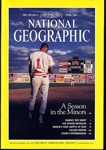 National Geographic April 1991 magazine back issue National Geographic magizine back copy National Geographic April 1991 Nat Geo Magazine Back Issue Published by the National Geographic Society. A Season In The Minors.