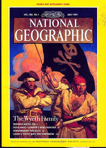 National Geographic July 1991 magazine back issue National Geographic magizine back copy National Geographic July 1991 Nat Geo Magazine Back Issue Published by the National Geographic Society. The Wyeth Family.