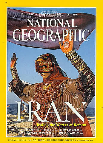 National Geographic July 1999 magazine back issue National Geographic magizine back copy National Geographic July 1999 Nat Geo Magazine Back Issue Published by the National Geographic Society. Iran Testing Waters Of Reform.
