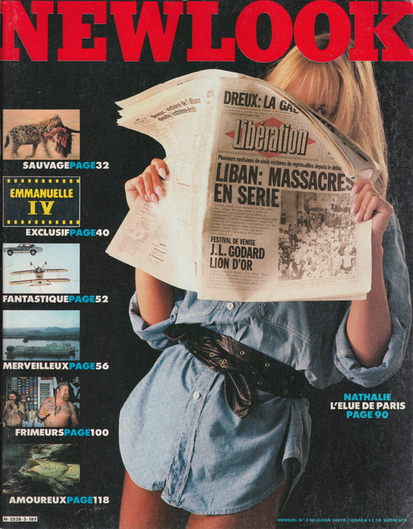 Newlook # 3, Octobre/Novembre 1983 magazine back issue Newlook French magizine back copy sauvage emmanuelle iv fantastique mervelilleux frimeurs amoreux nathalie lelue de pari newlook back 