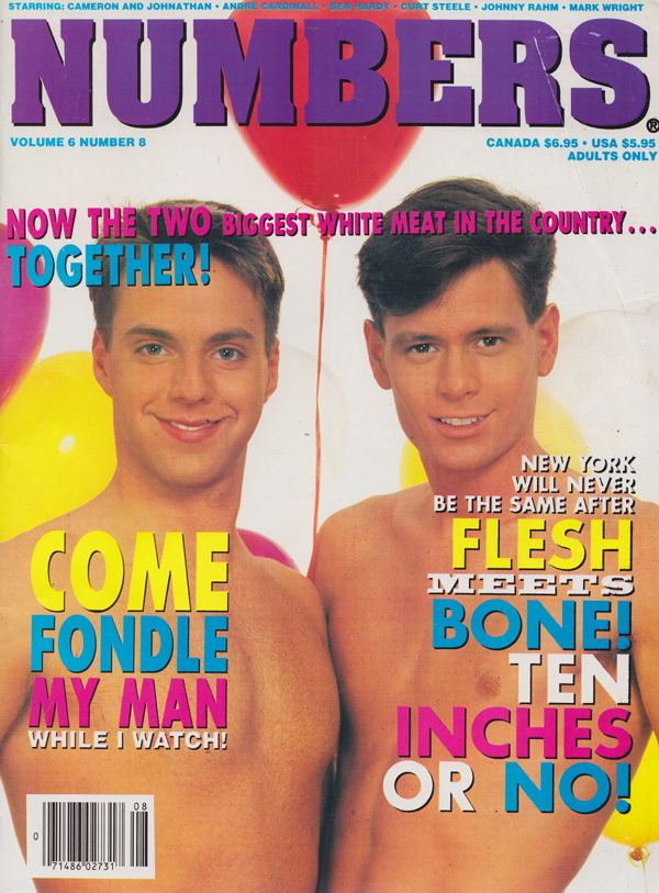 Numbers August 1994 magazine back issue Numbers magizine back copy biggest white meat, Fondle My Man, Flesh Meets Bone, Ten Inches Or No, sizing up dicks, meat market