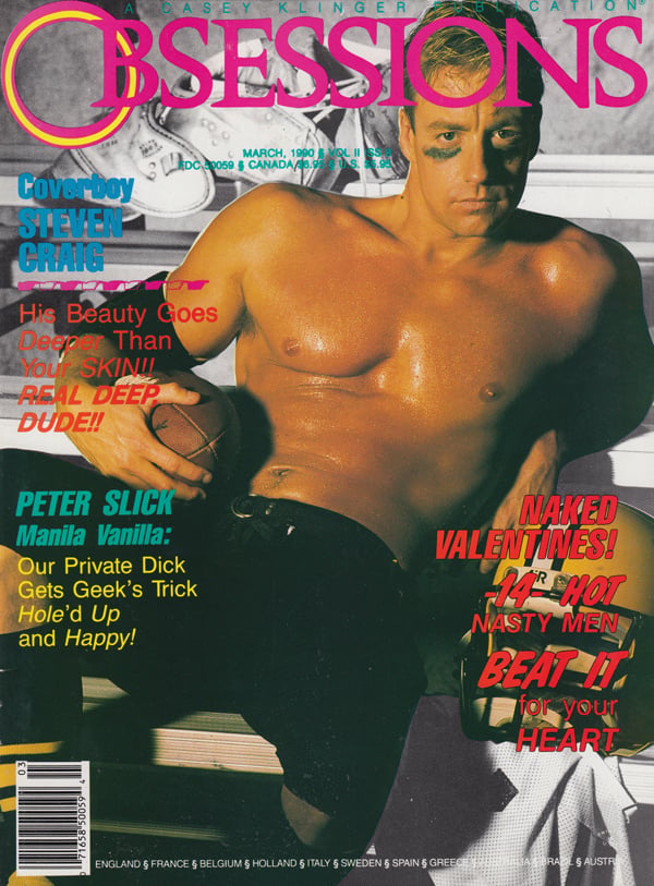 Obsessions March 1990 magazine back issue Obsessions magizine back copy casey klinger steven craig skin deep real dude beatuty named walentines hot nasty men beat it peter 