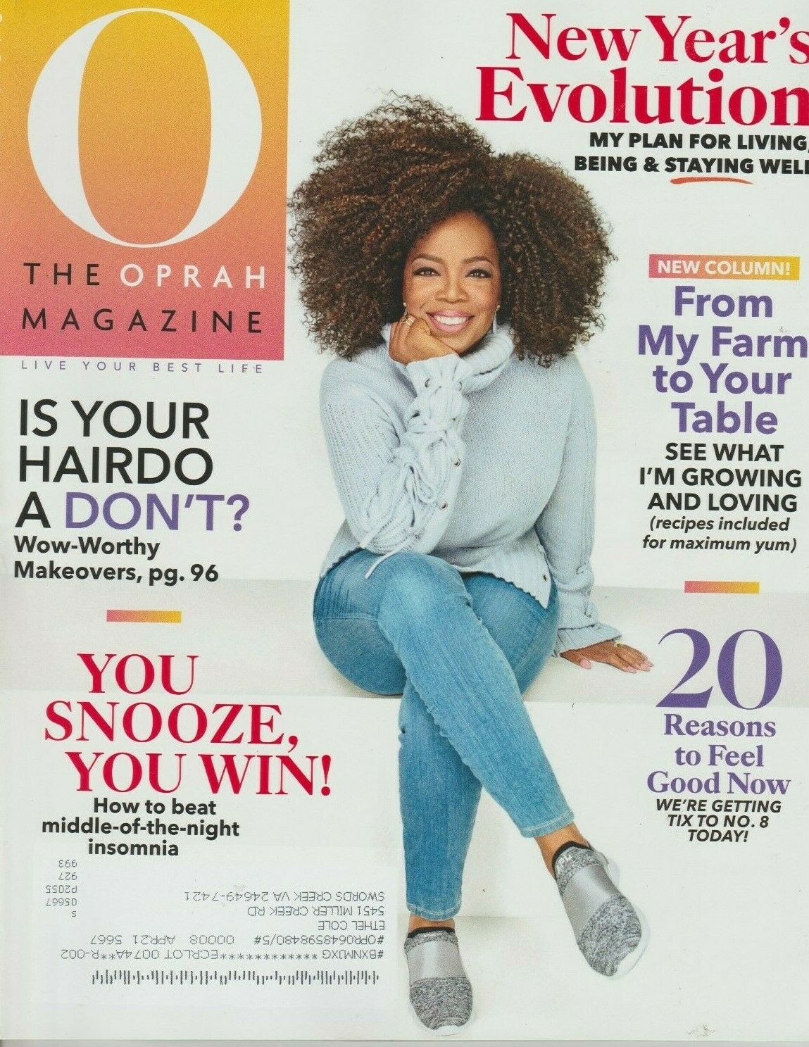 O: Oprah January 2020 magazine back issue O: Oprah magizine back copy 