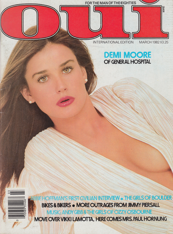 Oui March 1982 magazine back issue Oui magizine back copy demi moore general hospital man of the eightie abbie hoffman girls of boulder bikes and bikesr kimmy