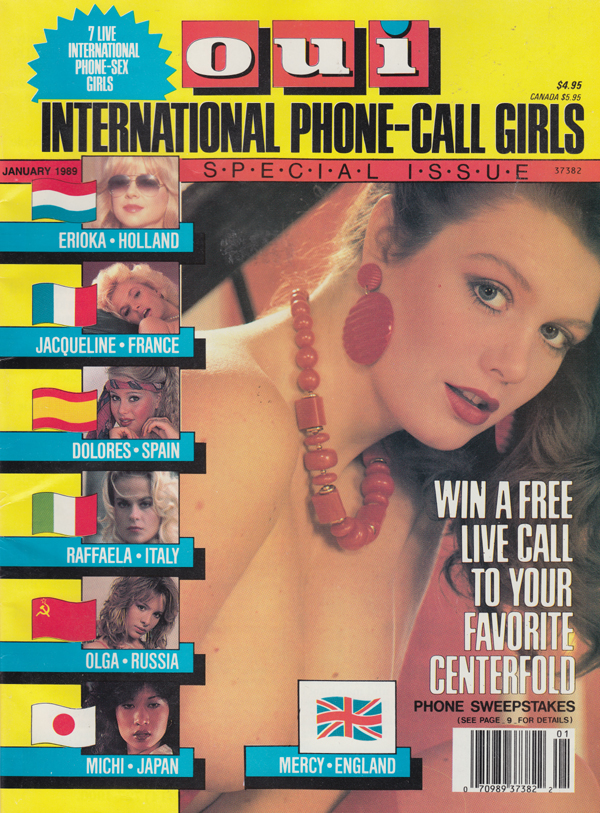 Oui Special January 1989 - International Phone-Call Girls magazine back issue Oui Special magizine back copy centerfold international call girls holland franc spain italy russia japan naked blond brunette asia