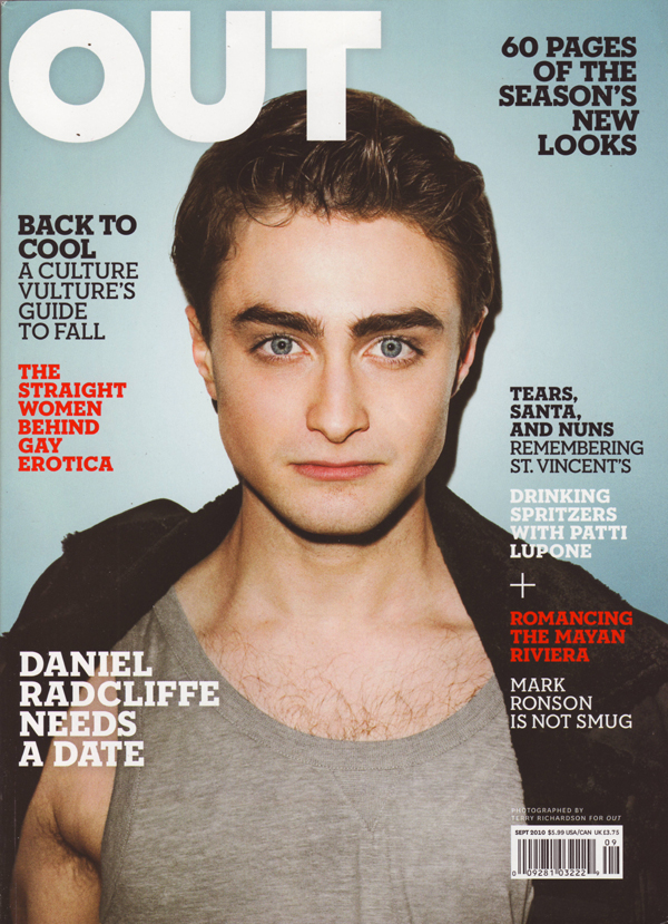 Out September 2010 magazine back issue Out magizine back copy out gay erotica daniel radcliffe patti lupone mayan riviera mark ronson jackson pollock