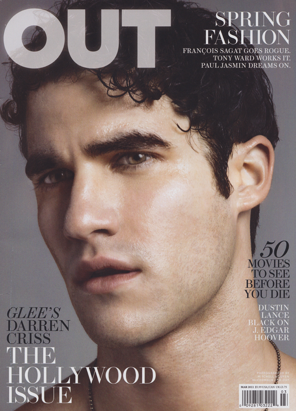 Out March 2011 magazine back issue Out magizine back copy Darren Criss, finer things in life, Francois Sagat, OPERA, GENTLEMANLY PURSUITS, male nude