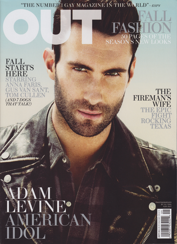 Out September 2011 magazine back issue Out magizine back copy Fall Starts Here Starring Anna Faris, Gus Van Sant, Tom Cullen Adam Levine American Idol Andy Butler