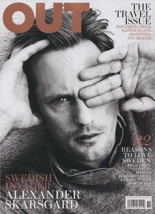 Out November 2011 magazine back issue Out magizine back copy Gentlemanly Pursuits, Alexander Skarsgard, Broadway's Venus in Fur, Active Child, pansexual