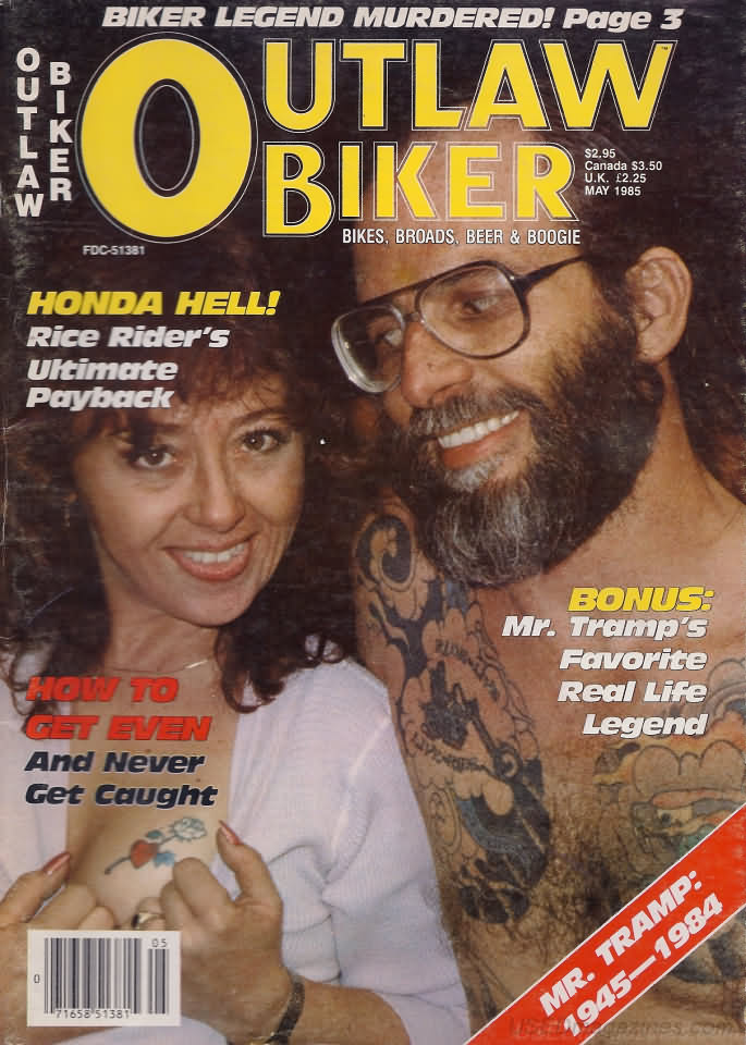 Outlaw Biker May 1985 magazine back issue Outlaw Biker magizine back copy Outlaw Biker May 1985 Magazine Back Issue for Bike Riding Rebels and Members of Outlaw Motorcycle Clubs. Honda Hell! Rice Rider's Ultimate Payback.