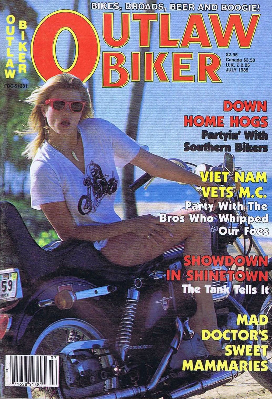 Outlaw Biker July 1985 magazine back issue Outlaw Biker magizine back copy Outlaw Biker July 1985 Magazine Back Issue for Bike Riding Rebels and Members of Outlaw Motorcycle Clubs. Down Home Hogs Partyin With Southern Bikers.