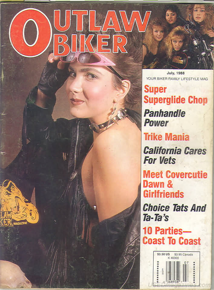 Outlaw Biker July 1988 magazine back issue Outlaw Biker magizine back copy Outlaw Biker July 1988 Magazine Back Issue for Bike Riding Rebels and Members of Outlaw Motorcycle Clubs. Super Superglide Chop .
