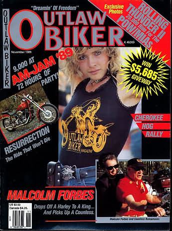 Outlaw Biker November 1989 magazine back issue Outlaw Biker magizine back copy Outlaw Biker November 1989 Magazine Back Issue for Bike Riding Rebels and Members of Outlaw Motorcycle Clubs. Rolling Thunder II 20,000 Ride For the Pow/Mias.