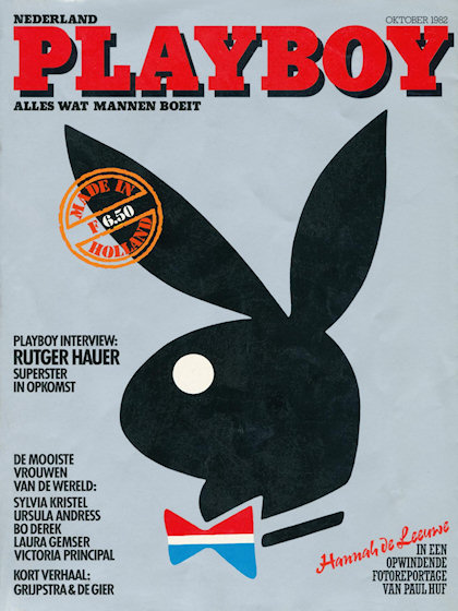 Playboy (Netherlands) October 1982 magazine back issue Playboy (Netherlands) magizine back copy Playboy (Netherlands) magazine October 1982 cover image, with Rabbit Head on the cover of the magazi