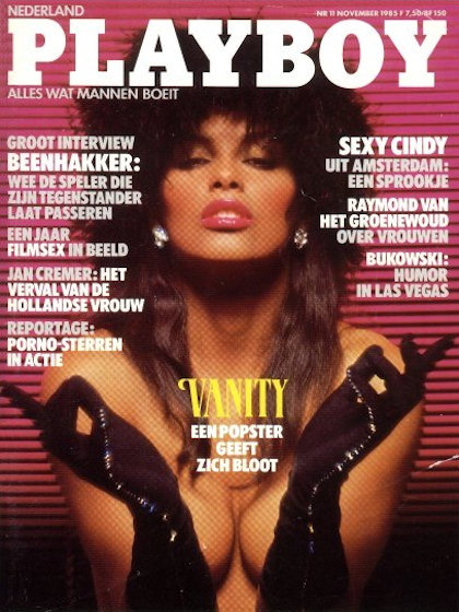 Playboy (Netherlands) November 1985 magazine back issue Playboy (Netherlands) magizine back copy Playboy (Netherlands) magazine November 1985 cover image, with Vanity (Denise Matthews) on the cover