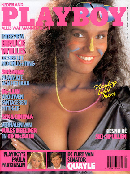 Playboy (Netherlands) November 1988 magazine back issue Playboy (Netherlands) magizine back copy Playboy (Netherlands) magazine November 1988 cover image, with Evert van Kuik, Paula Parkinson, Dan 