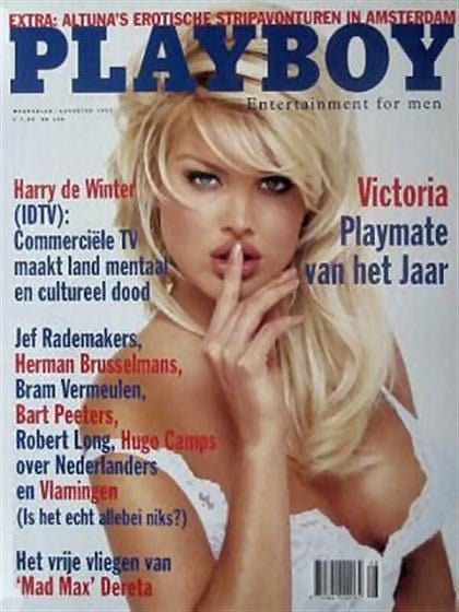 Playboy (Netherlands) August 1997 magazine back issue Playboy (Netherlands) magizine back copy Playboy (Netherlands) magazine August 1997 cover image, with Victoria Silvstedt on the cover of the 