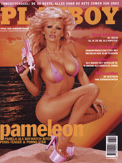 Playboy (Netherlands) August 2002 magazine back issue Playboy (Netherlands) magizine back copy Playboy (Netherlands) magazine August 2002 cover image, with Pamela Anderson on the cover of the mag