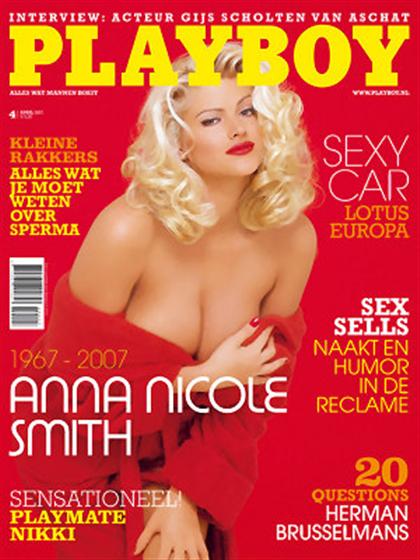 Playboy (Netherlands) April 2007 magazine back issue Playboy (Netherlands) magizine back copy Playboy (Netherlands) magazine April 2007 cover image, with Anna Nicole Smith (Vickie Smith) (Vickie