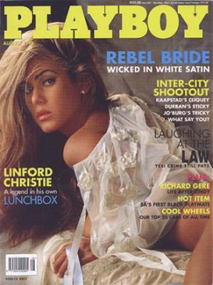 Playboy (South Africa) August 1996 magazine back issue Playboy (South Africa) magizine back copy Playboy (South Africa) magazine August 1996 cover image, with Shauna Sand on the cover of the magazi