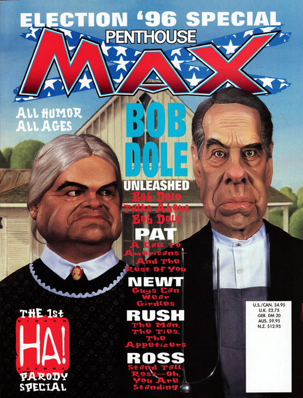 Penthouse Max # 2 magazine back issue Penthouse Max magizine back copy november 1996 penthouse max magazine, the 1st hidden ha! agenda parody special, adult erotic comics,