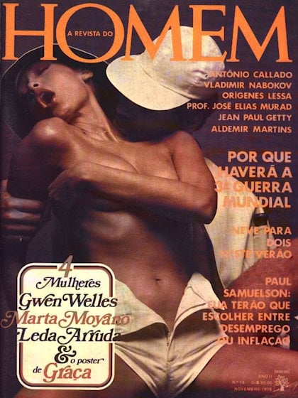 Playboy (Brazil) November 1976 magazine back issue Playboy (Brazil) magizine back copy Playboy (Brazil) magazine November 1976 cover image, with Marta Moyano, Unknown on the cover of the 