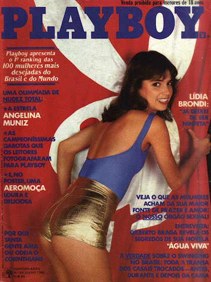 Playboy (Brazil) July 1980 magazine back issue Playboy (Brazil) magizine back copy Playboy (Brazil) magazine July 1980 cover image, with Lídia Brondi on the cover of the magazine