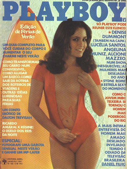 Playboy (Brazil) January 1981 magazine back issue Playboy (Brazil) magizine back copy Playboy (Brazil) magazine January 1981 cover image, with Denise Dummont on the cover of the magazine