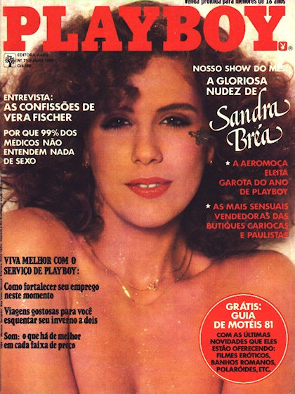 Playboy (Brazil) June 1981 magazine back issue Playboy (Brazil) magizine back copy Playboy (Brazil) magazine June 1981 cover image, with Sandra Bréa on the cover of the magazine