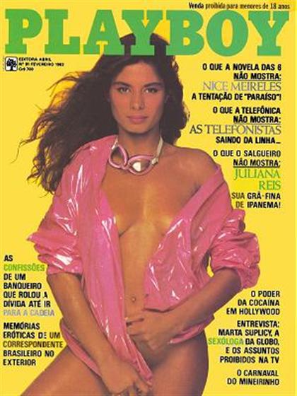 Playboy (Brazil) February 1983 magazine back issue Playboy (Brazil) magizine back copy Playboy (Brazil) magazine February 1983 cover image, with Nice Meireles on the cover of the magazine