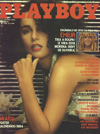 Playboy (Brazil) January 1984 magazine back issue Playboy (Brazil) magizine back copy Playboy (Brazil) magazine January 1984 cover image, with Reny de Oliveira on the cover of the magazi