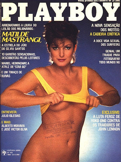 Playboy (Brazil) February 1984 magazine back issue Playboy (Brazil) magizine back copy Playboy (Brazil) magazine February 1984 cover image, with Matilde Mastrangi on the cover of the maga